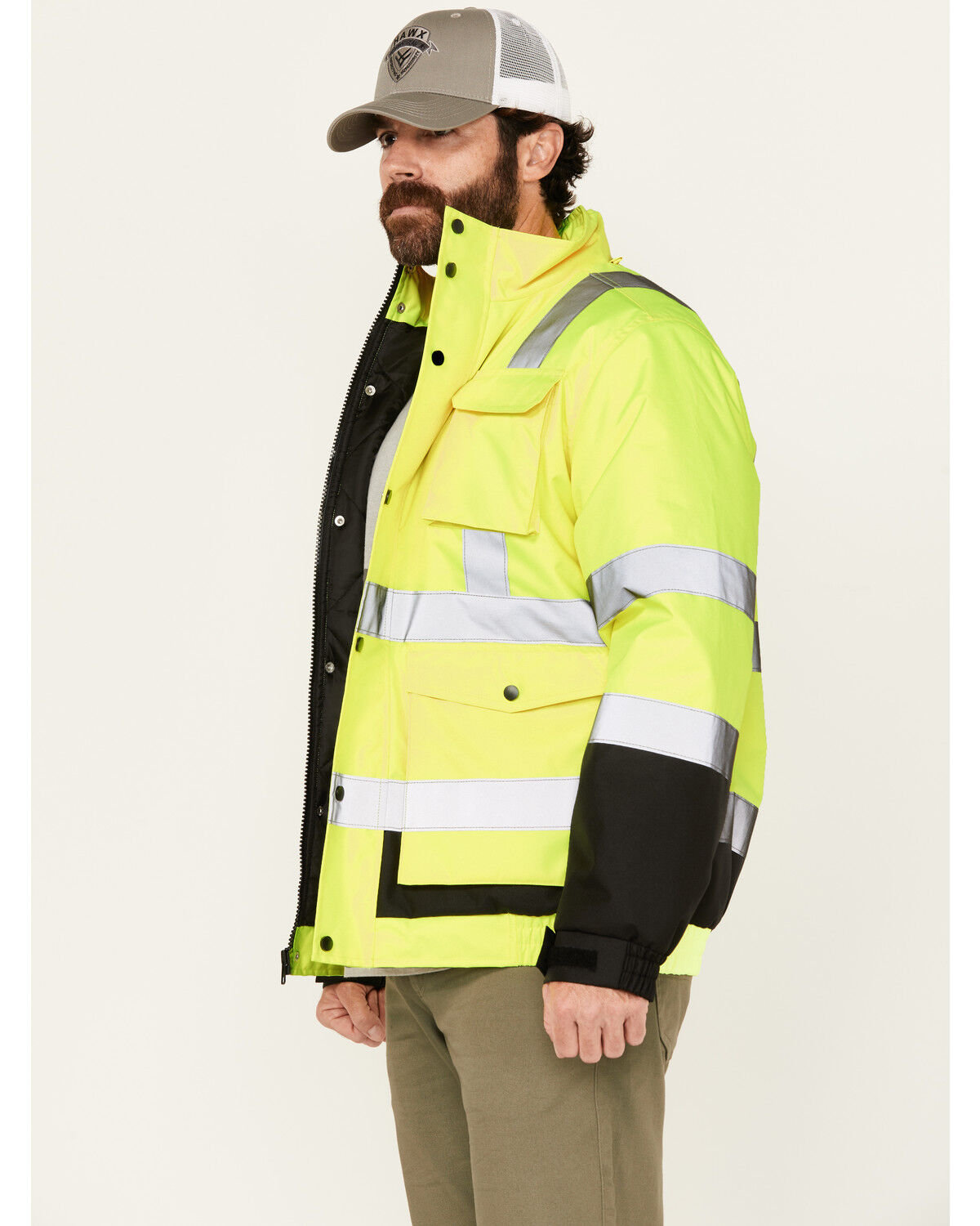 Image #3 - Hawx Men's Hi-Vis Bomber Jacket - Big, Yellow, hi-res