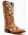 Image #1 - Corral Women's Floral Blacklight Western Boots - Square Toe, Cognac, hi-res