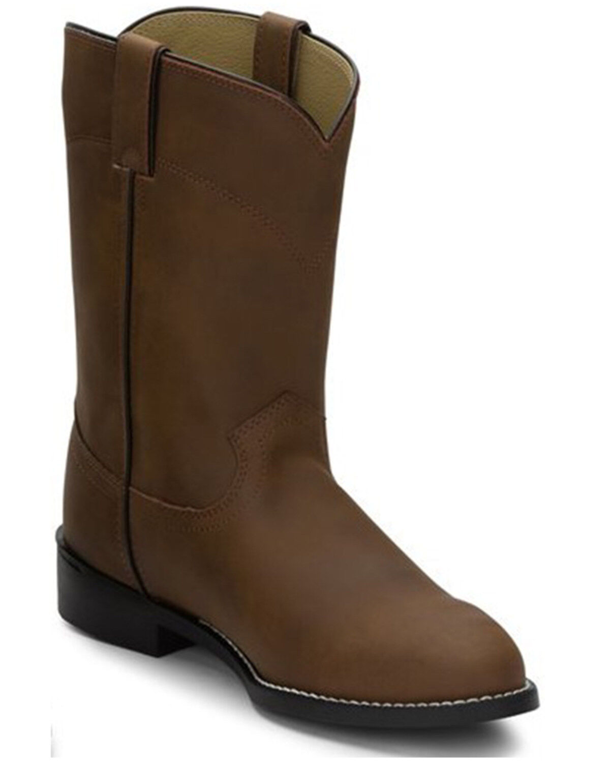 Image #1 - Justin Men's Basics Roper Western Boots - Medium Toe, Bay Apache, hi-res
