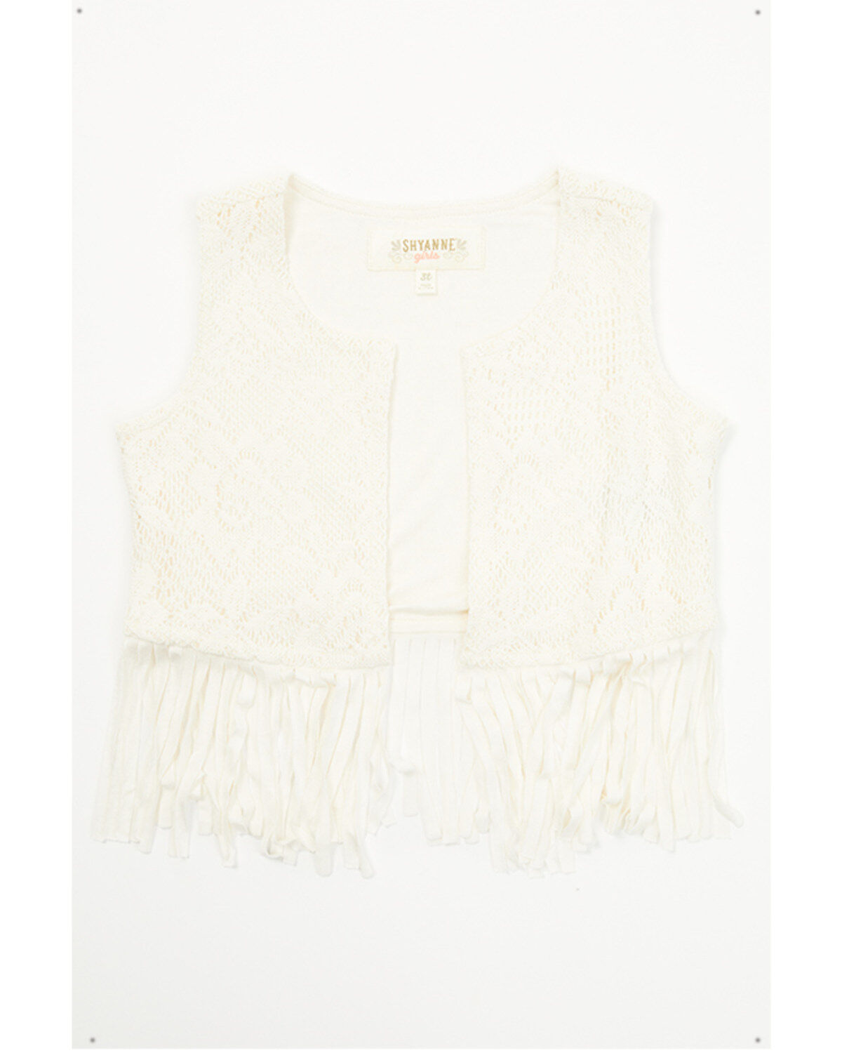 Image #1 - Shyanne Toddler Girls' Flawless Fringe Lace Vest, Cream, hi-res