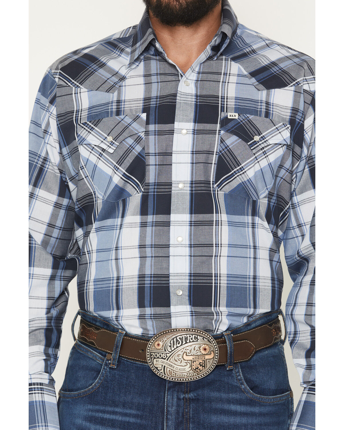 Image #3 - Ely Walker Men's Plaid Print Long Sleeve Pearl Snap Western Shirt - Big, , hi-res