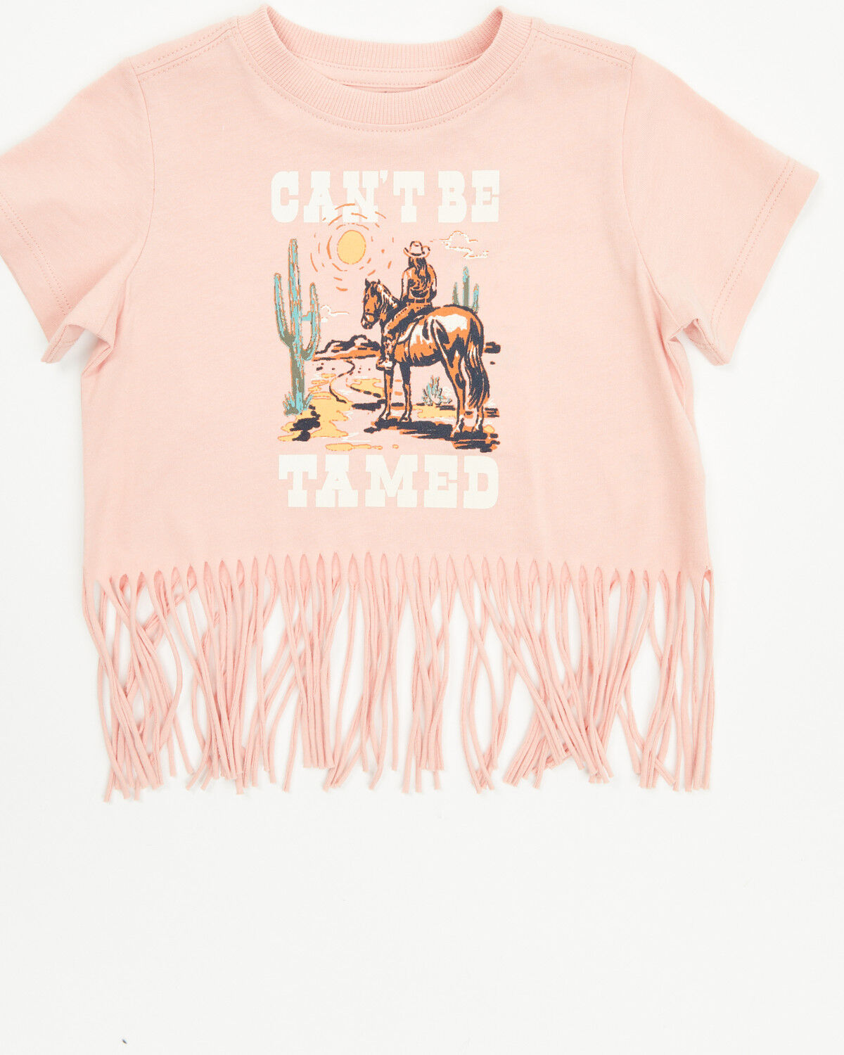 Shyanne Toddler Girls' Can't Be Tamed Short Sleeve Fringe Graphic Tee, Light Pink, hi-res