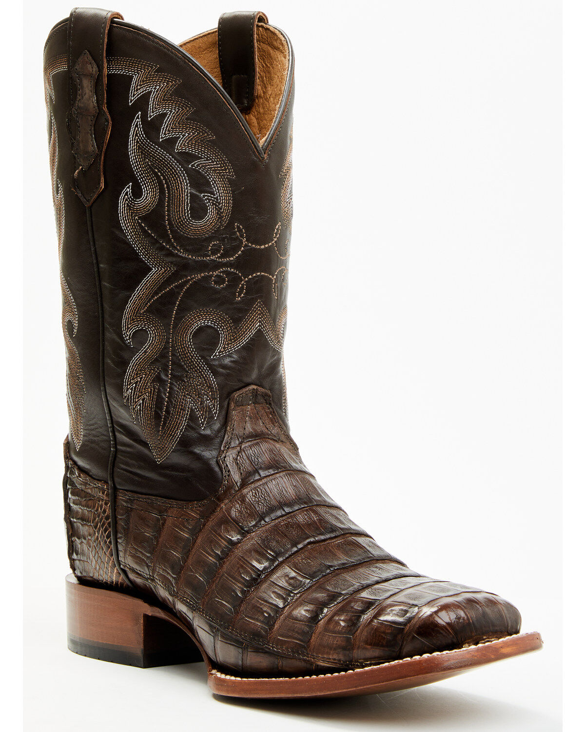 Image #1 - Cody James Men's Exotic Caiman Tail Skin Western Boots - Broad Square Toe, Dark Brown, hi-res