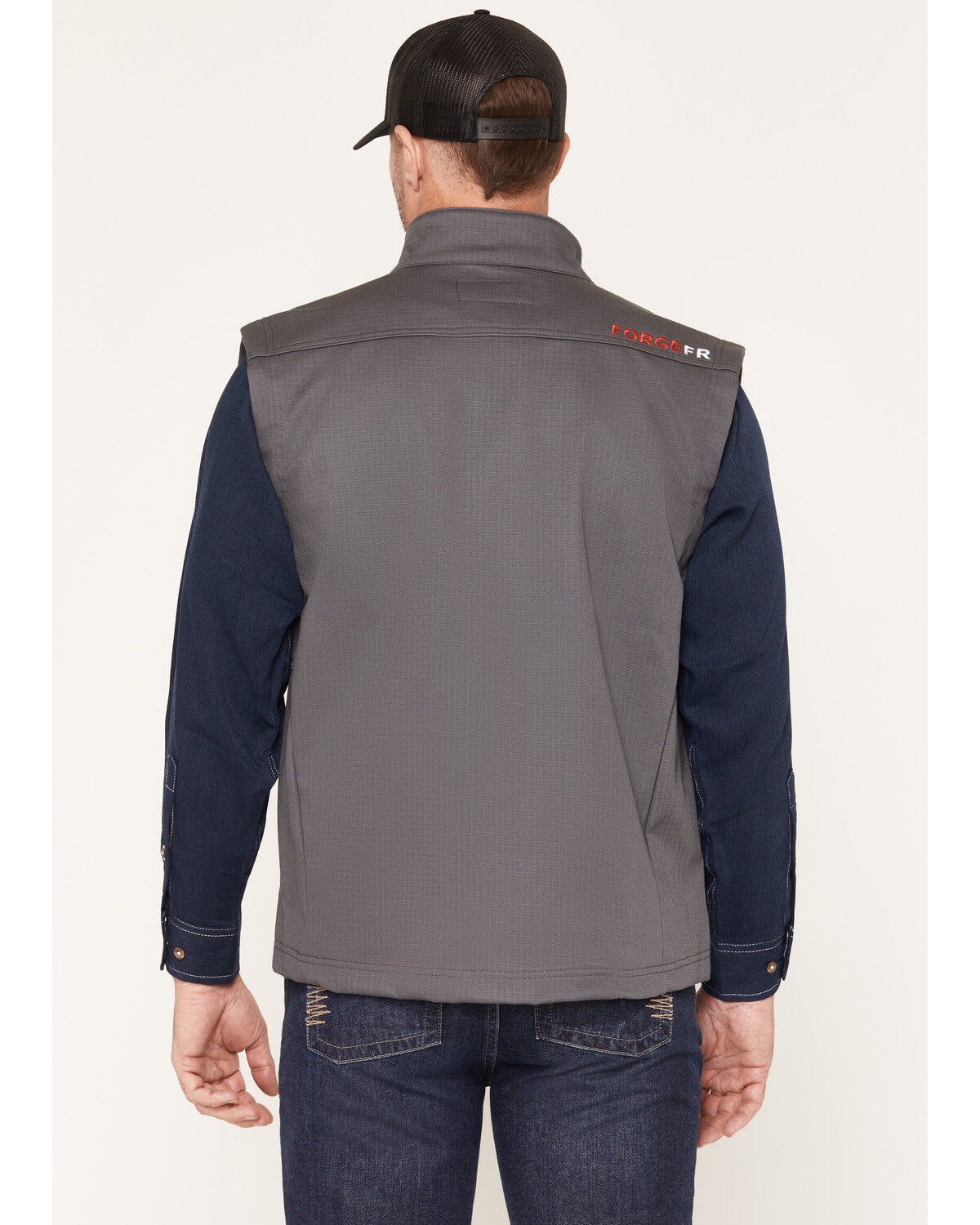 Image #4 - Forge Workwear Men's FR Ripstop Softshell Vest, Grey, hi-res