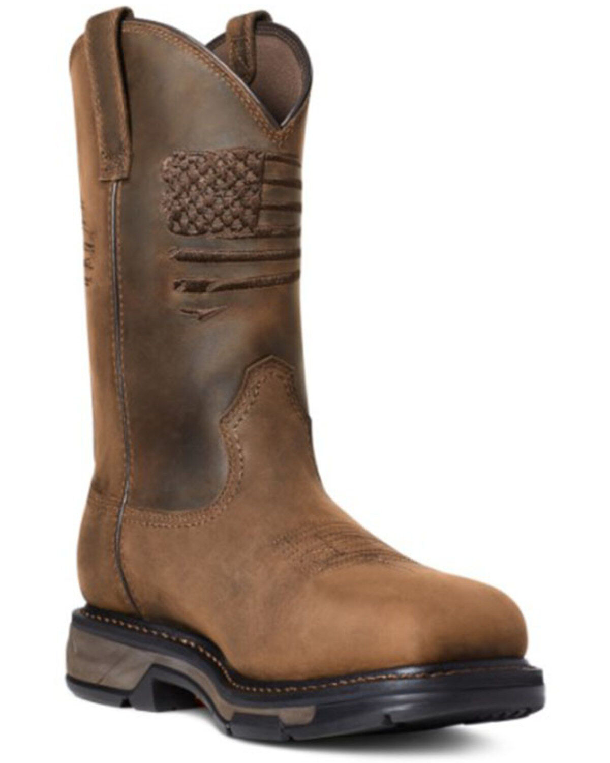 Image #1 - Ariat Men's WorkHog&reg; Patriot Waterproof Western Work Boots - Carbon Toe, Brown, hi-res