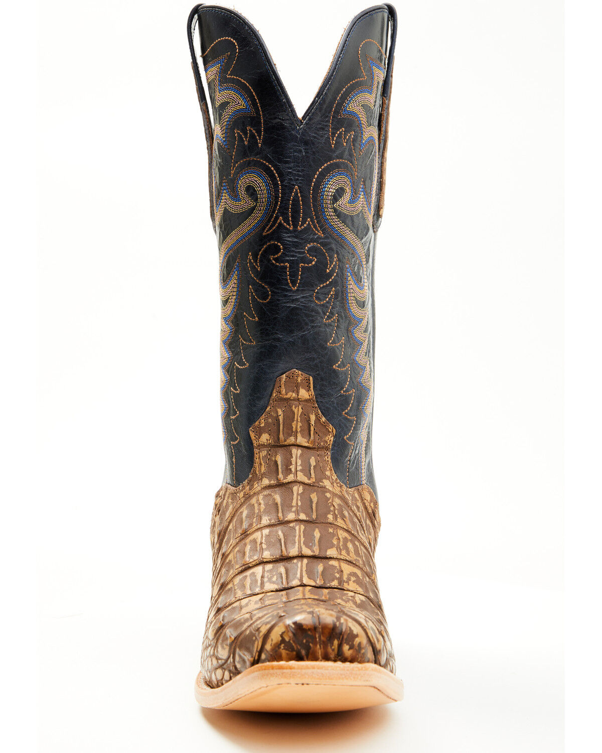Image #4 - El Dorado Men's Exotic American Alligator Western Boots - Square Toe, Brown, hi-res