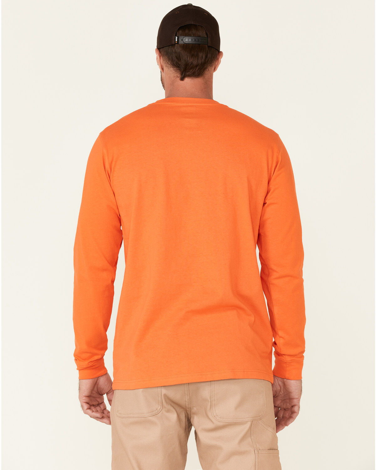 Image #4 - Hawx Men's Solid Orange Forge Long Sleeve Work Pocket T-Shirt - Tall, Orange, hi-res