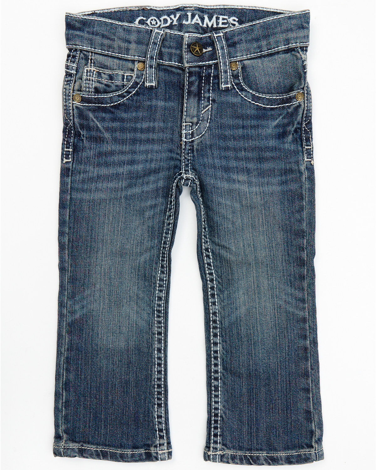 Image #1 - Cody James Toddler Boys' Stone Cold Wash Slim Boot Stretch Jeans, Dark Medium Wash, hi-res