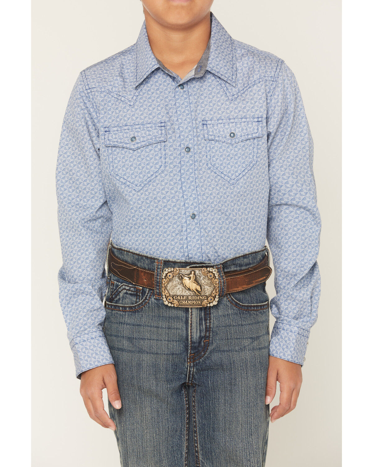 Image #3 - Cody James Boys' Coastal Cowboy Geo Print Long Sleeve Snap Western Shirt, Blue, hi-res