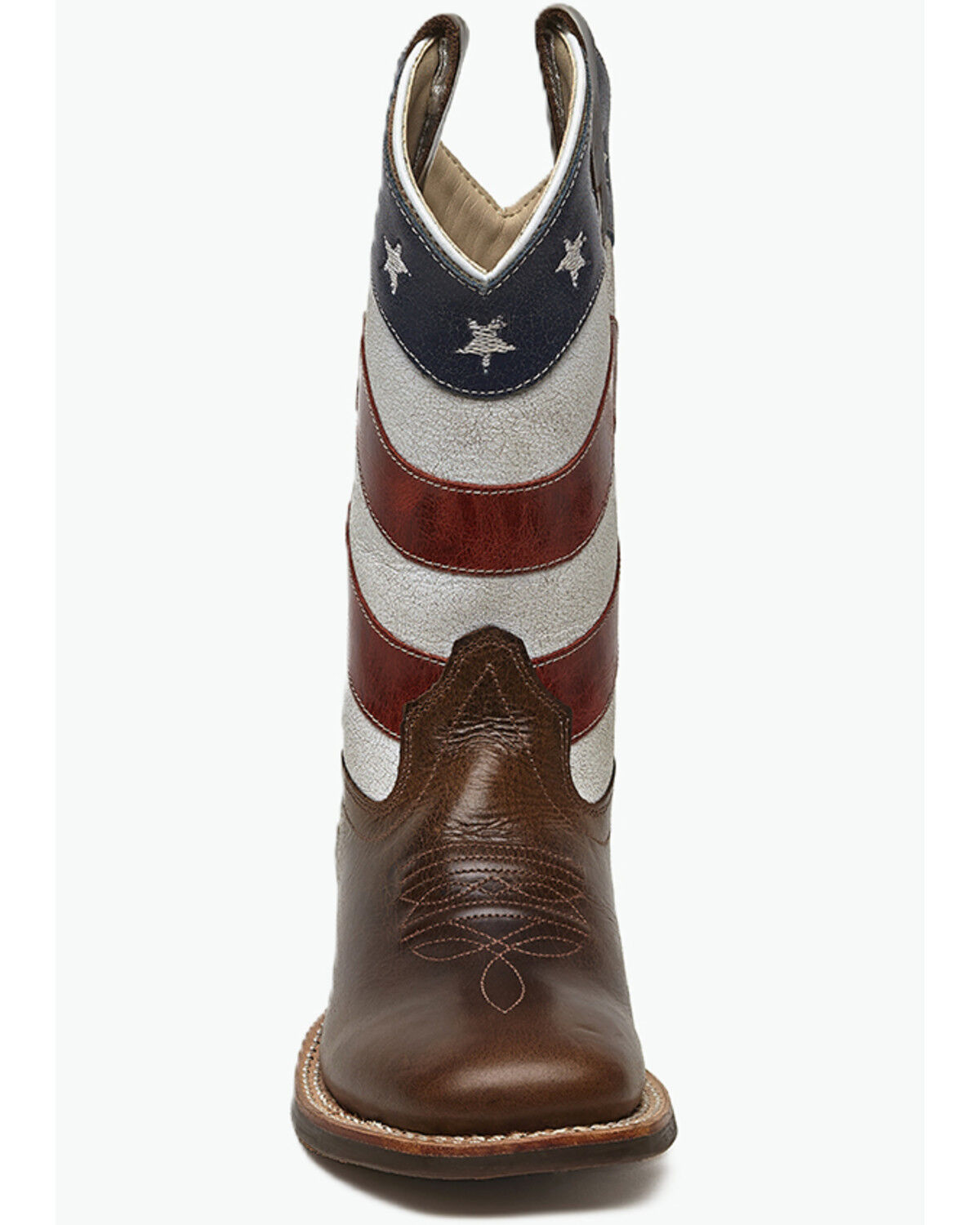 Image #4 - Old West Little Boys' Patriotic Western Boots - Broad Square Toe, Red/white/blue, hi-res
