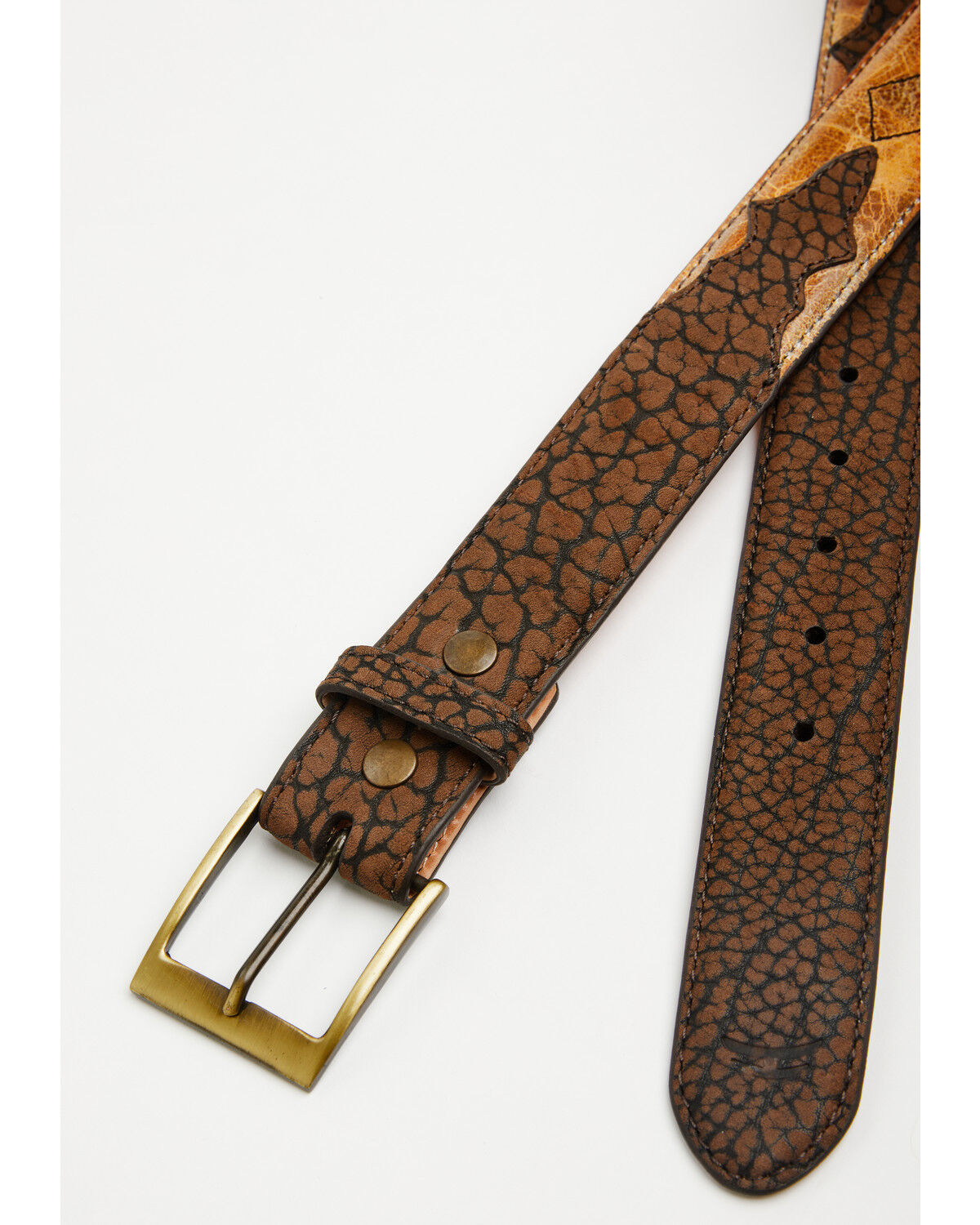 Image #2 - Hondo Boots Men's Bullhide Contrast Leather Belt, Brown, hi-res
