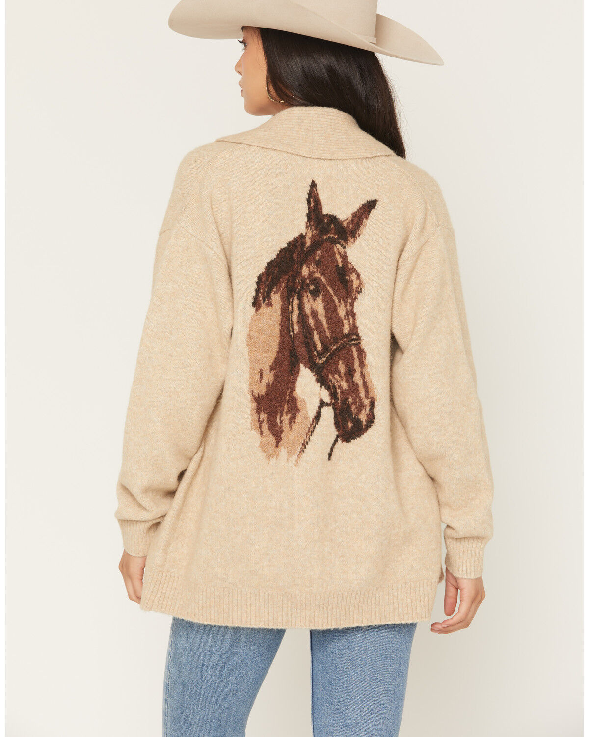 Idyllwind Women's Spartan Horse Cardigan Sweater, Khaki, hi-res