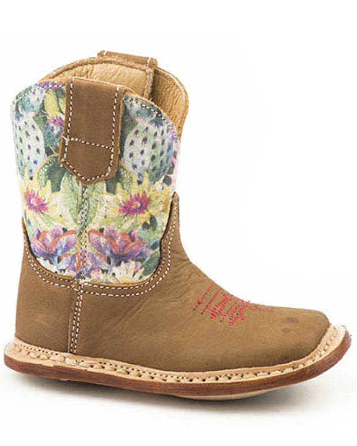 Image #1 - Roper Toddler Girls' Cactus Western Boots - Square Toe, Tan, hi-res