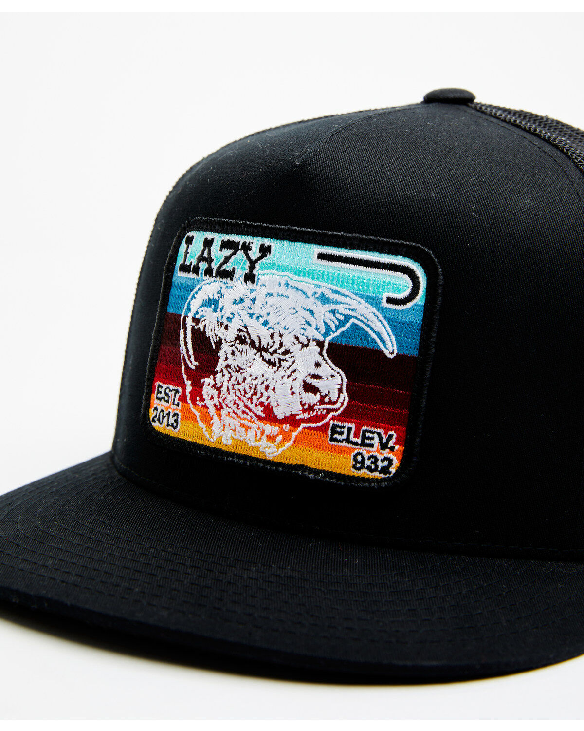Image #2 - Lazy J Ranchwear Men's Serape Striped Elevation Ball Cap, Black, hi-res