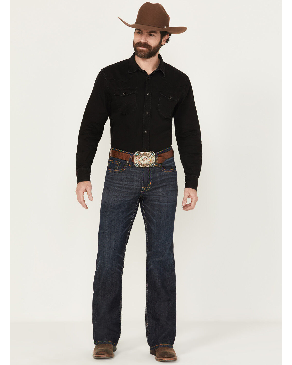 Image #1 - Cody James Men's Night Hawk Wash Duke Relaxed Bootcut Stretch Denim Jeans, Dark Wash, hi-res
