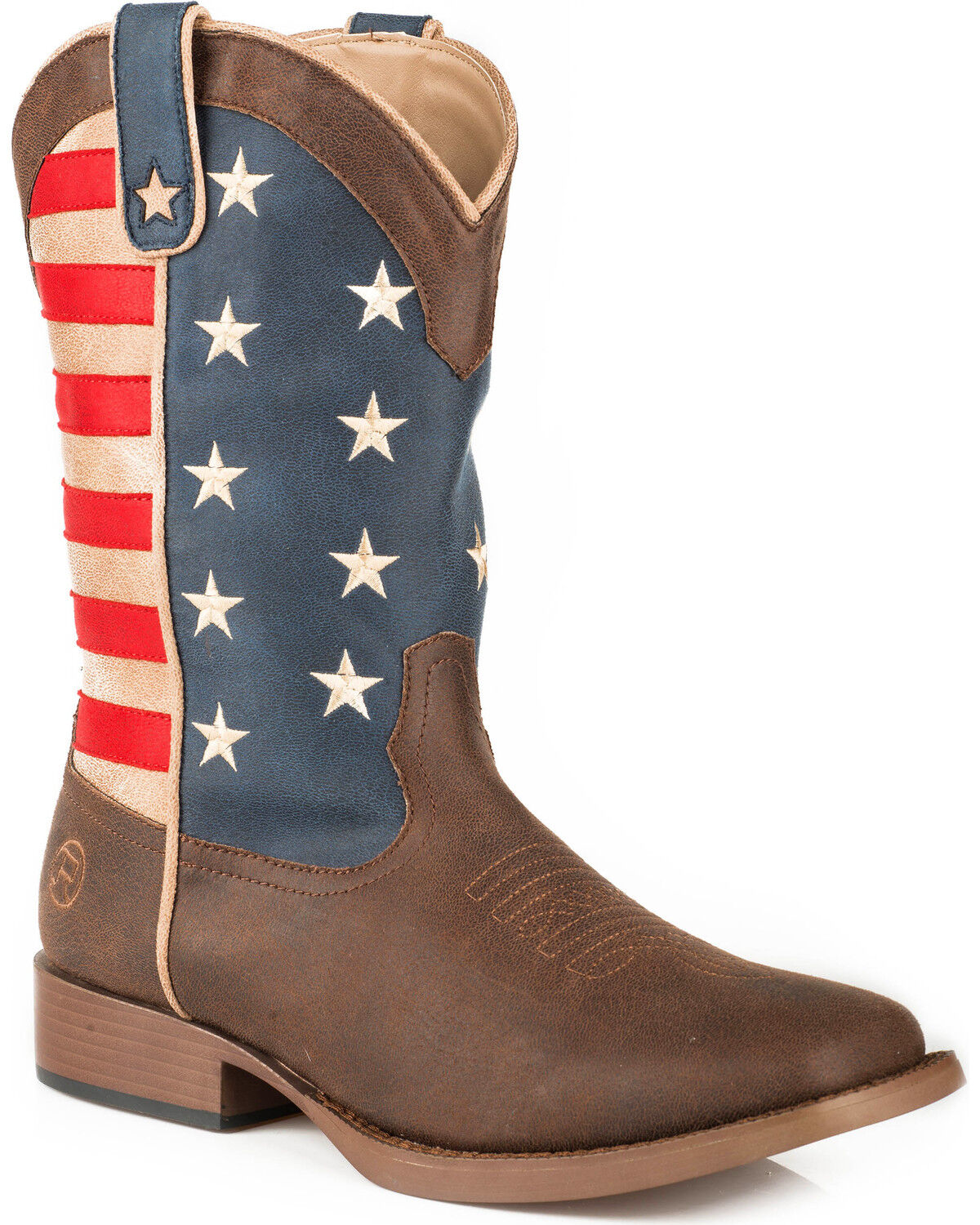 Image #1 - Roper Men's American Patriot Western Boots - Broad Square Toe, Brown, hi-res
