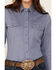 Image #3 - Outback Trading Co Women's Solid Knit Long Sleeve Snap Western Shirt, Blue, hi-res