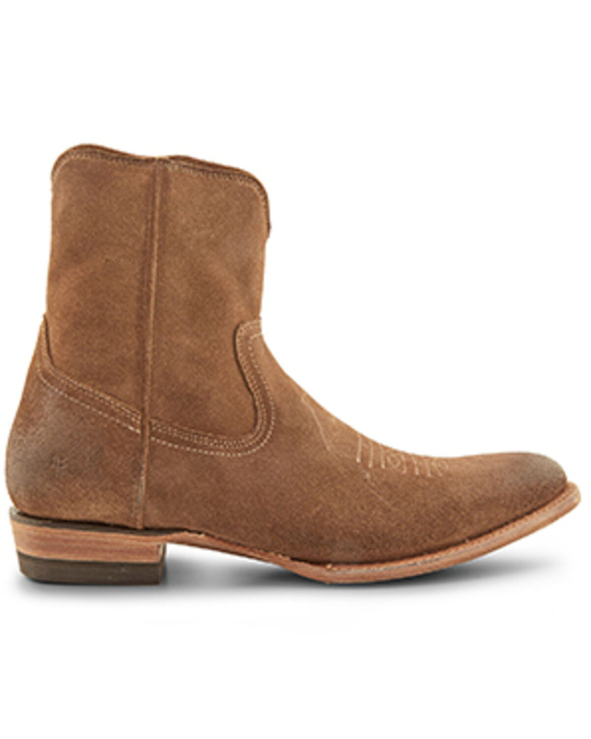 Image #2 - Frye Men's Austin Inside Zip Roughout Ankle Boots - Round Toe, Brown, hi-res