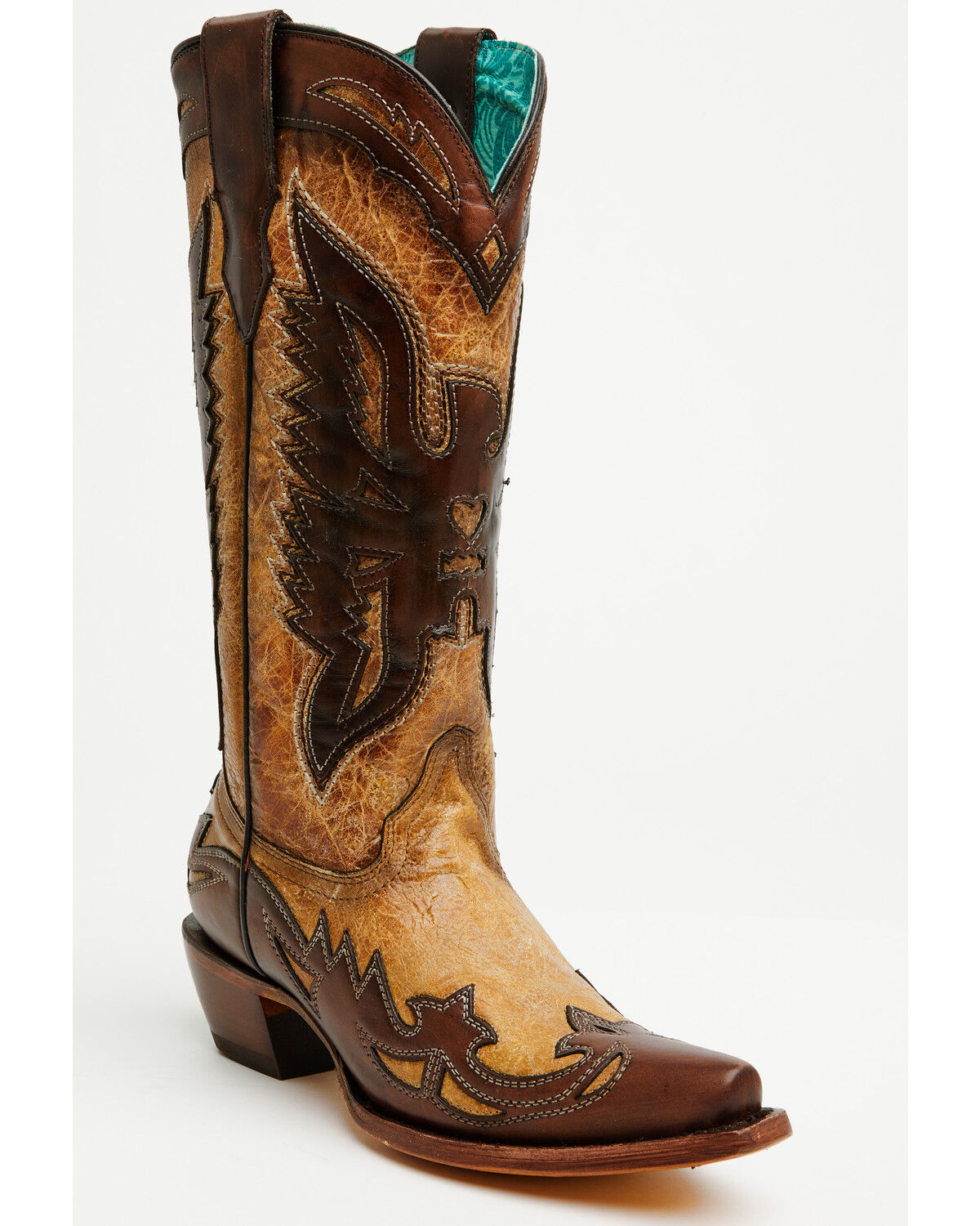 Image #1 - Corral Women's Eagle Overlay Tall Western Boots - Snip Toe, Sand, hi-res
