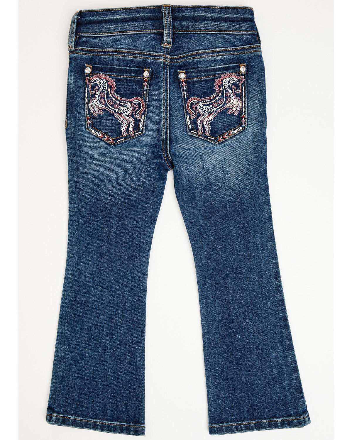 Shyanne Toddler Girls' Westend Medium Wash Horse Pocket Bootcut Stretch Denim Jeans, Medium Wash, hi-res