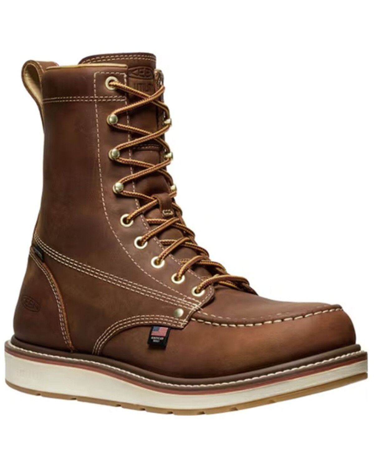 Image #1 - Keen Men's 8" Liberty Waterproof Moc Work Boots - Soft Toe, Brown, hi-res