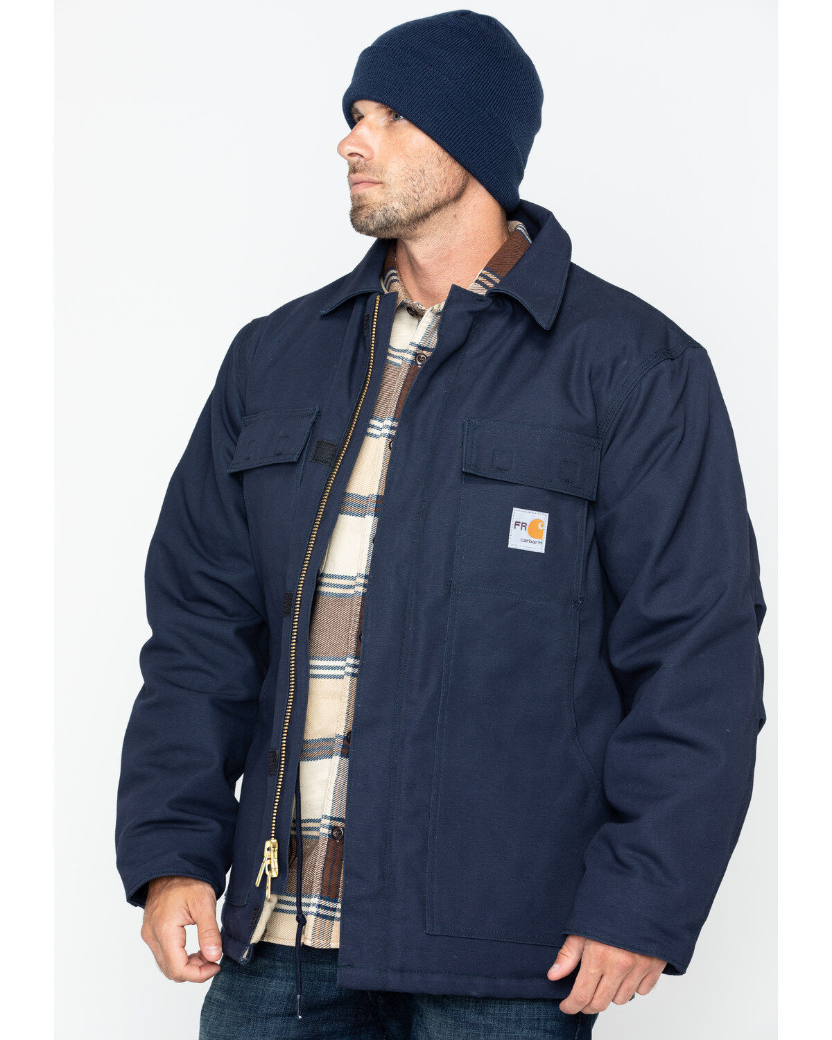 Carhartt Men's FR Duck Traditional Coat - Big & Tall, Navy, hi-res