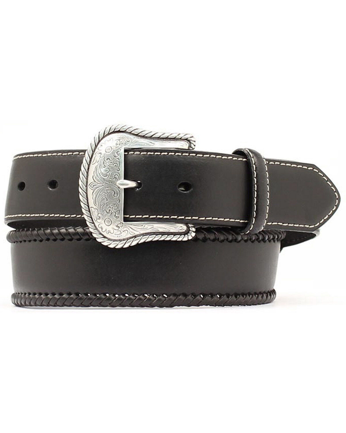 Nocona Men's Leather Lace Western Belt, Black, hi-res