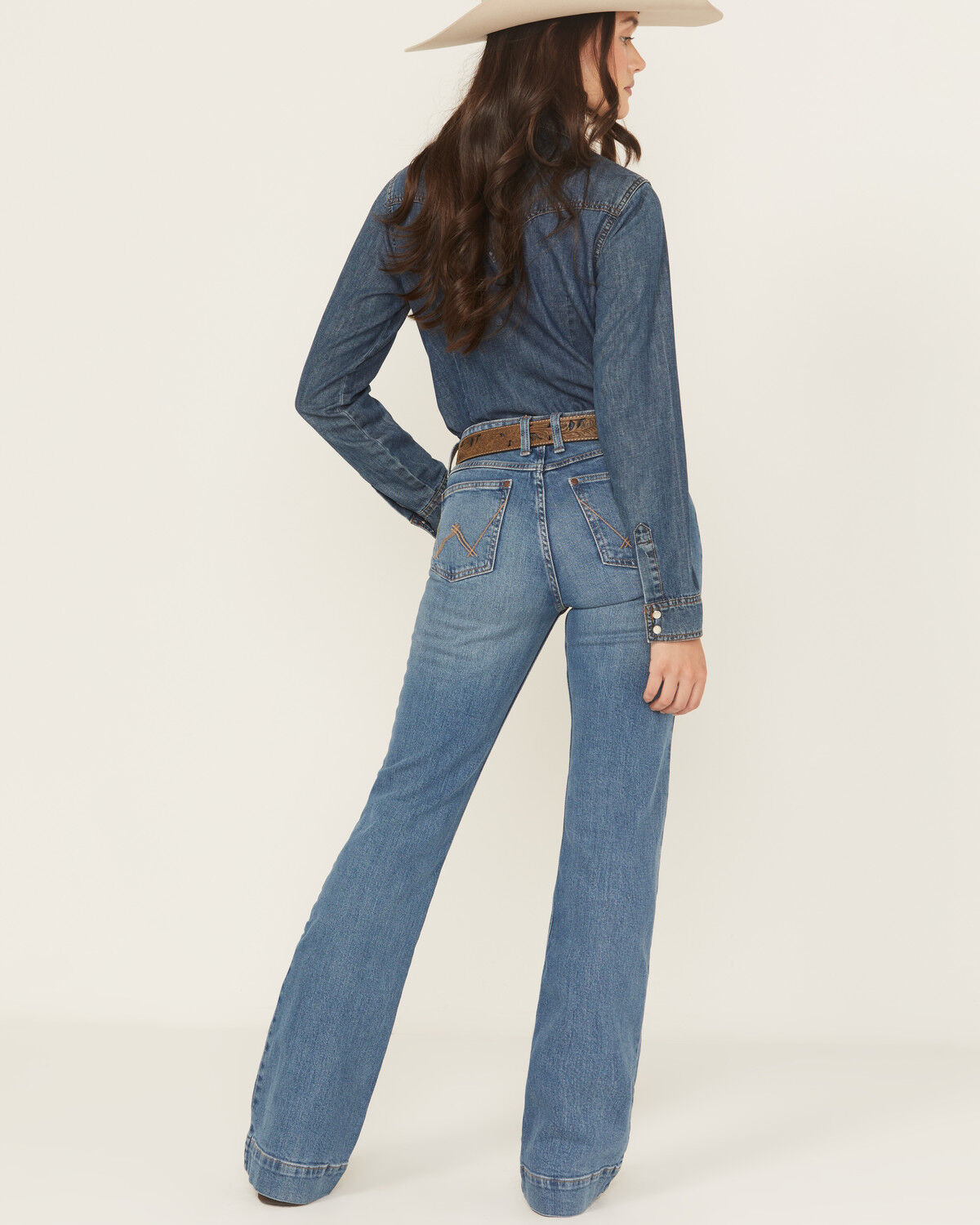 Image #3 - Wrangler Retro Women's Allison Dark Wash Mid Rise Mae Trouser Stretch Denim Jeans, Dark Wash, hi-res