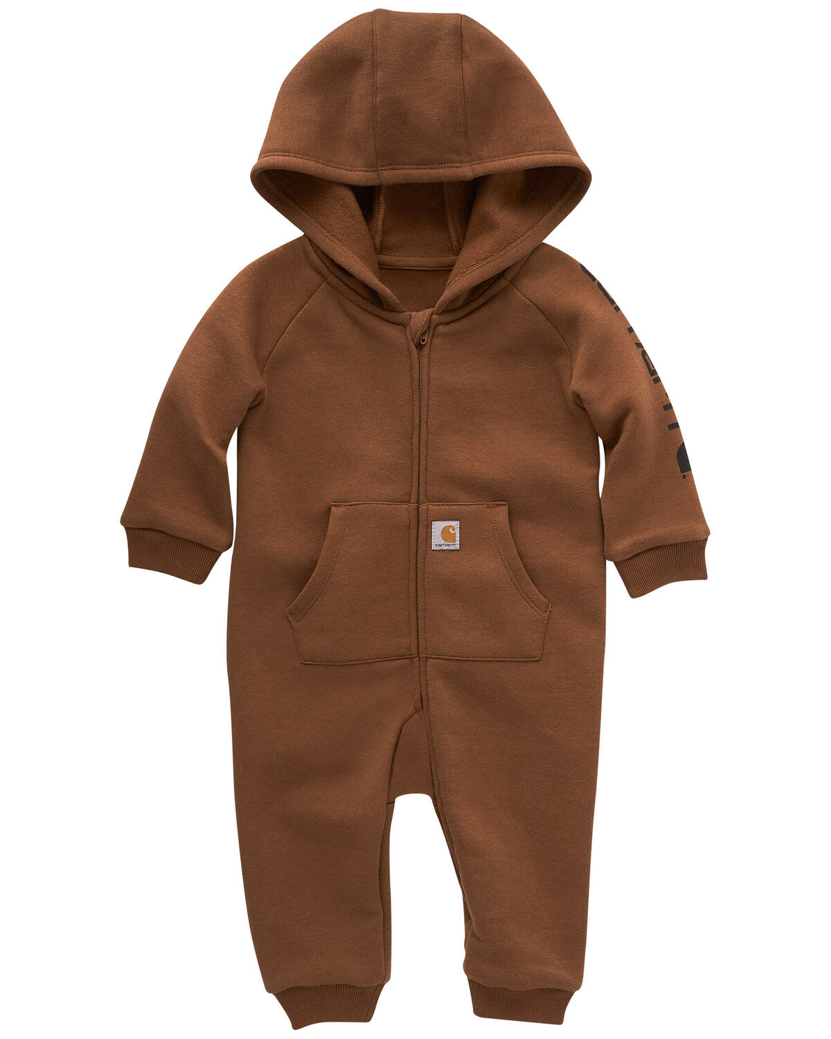 Image #1 - Carhartt Infant Boys' Fleece Zip Front Long Sleeve Coverall, Medium Brown, hi-res