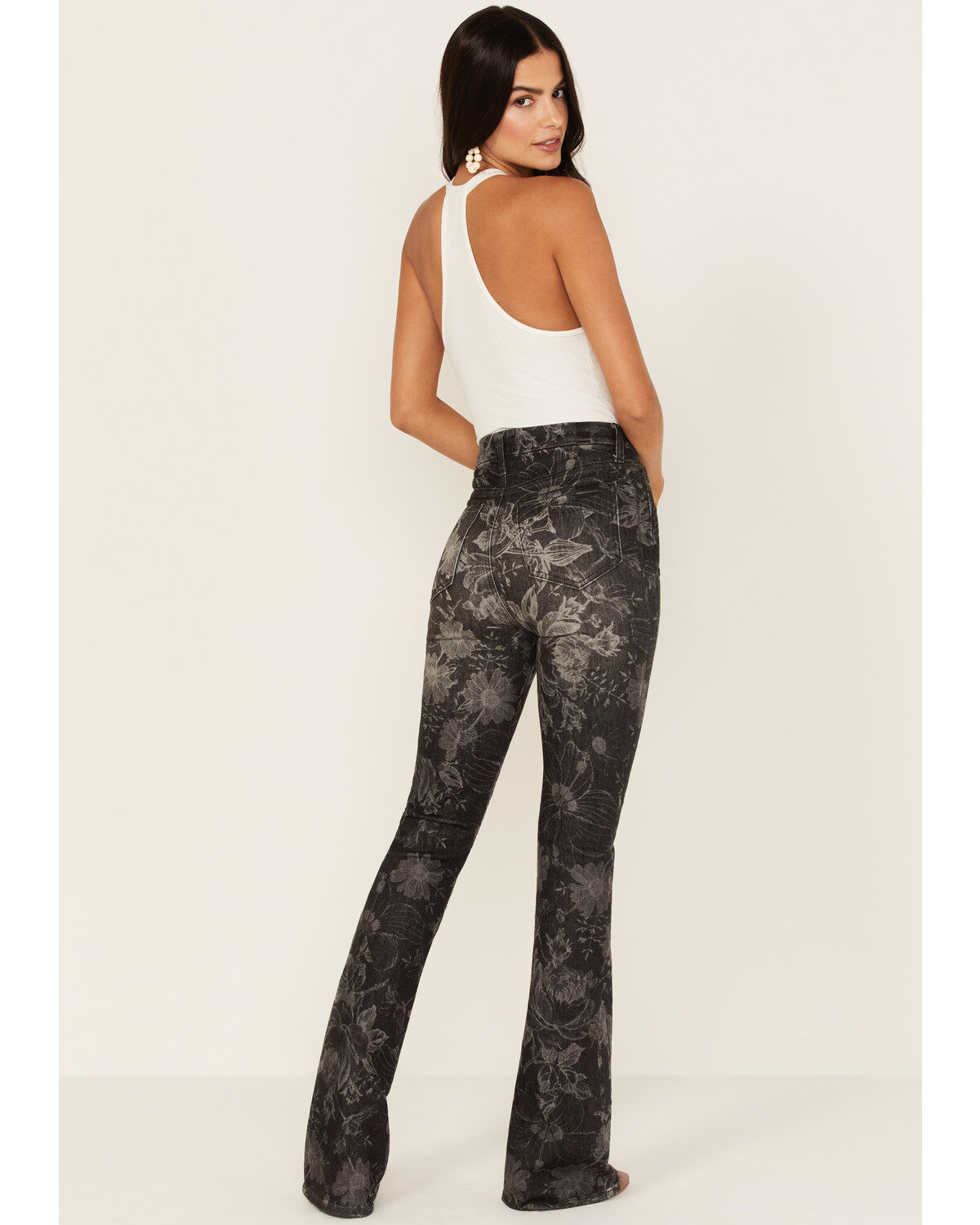 Image #3 - 7 For All Mankind Women's Floral Print High Rise Slim Stretch Bootcut Jeans, Black, hi-res