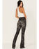 Image #3 - 7 For All Mankind Women's Floral Print High Rise Slim Stretch Bootcut Jeans, Black, hi-res