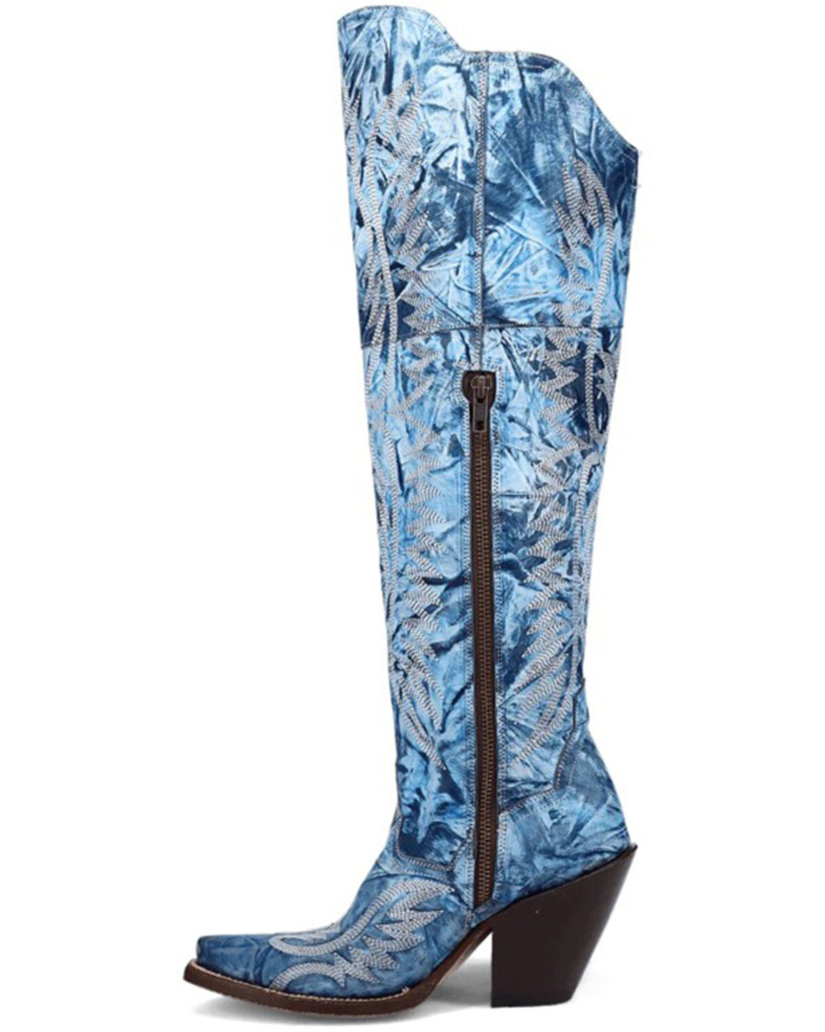 Image #3 - Dan Post Women's Moxie Tall Western Boots - Snip Toe, Blue, hi-res