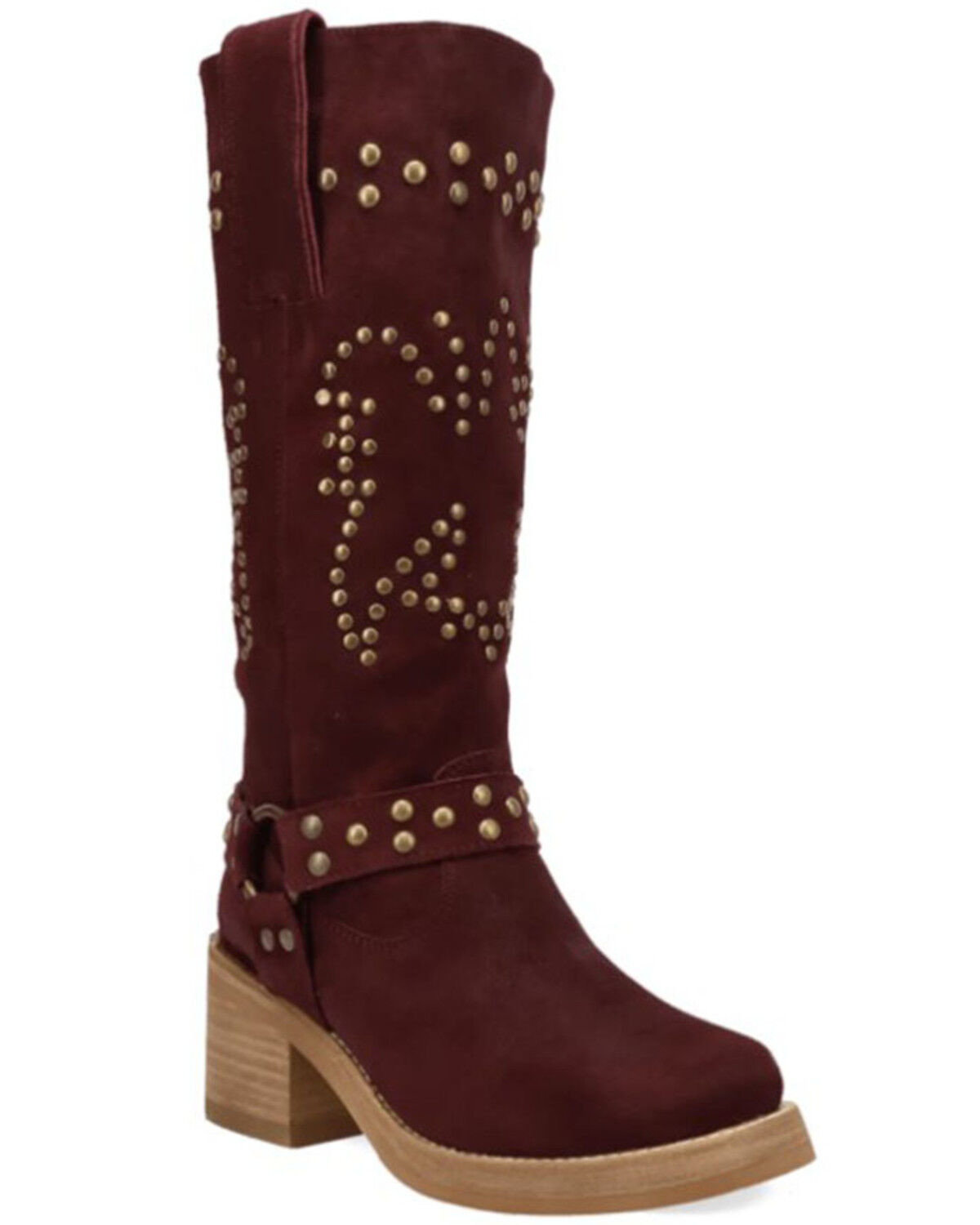 Image #1 - Dingo Women's Troubadour Studded Tall Fashion Boots - Round Toe, Burgundy, hi-res