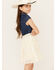 Image #2 - Shyanne Girls' Belted Denim Lace Mini Dress, Cream, hi-res