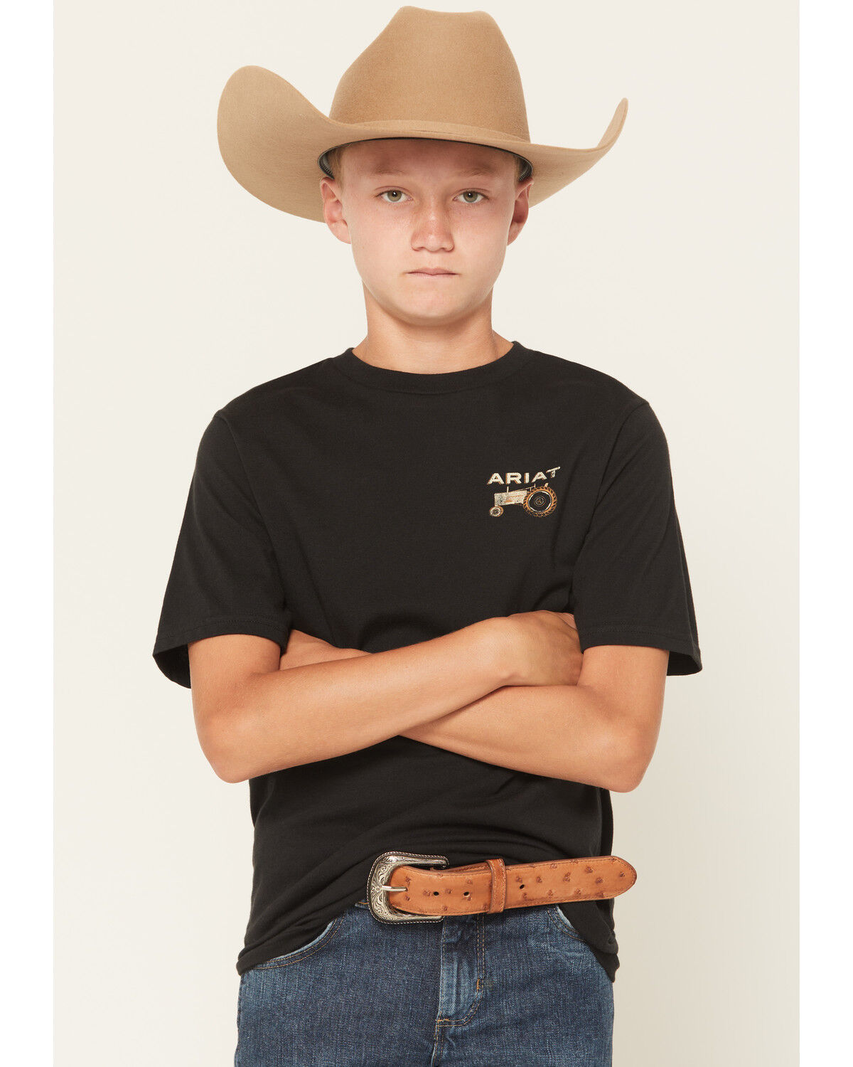 Image #2 - Ariat Boys' Tractor Short Sleeve Graphic T-Shirt, Black, hi-res