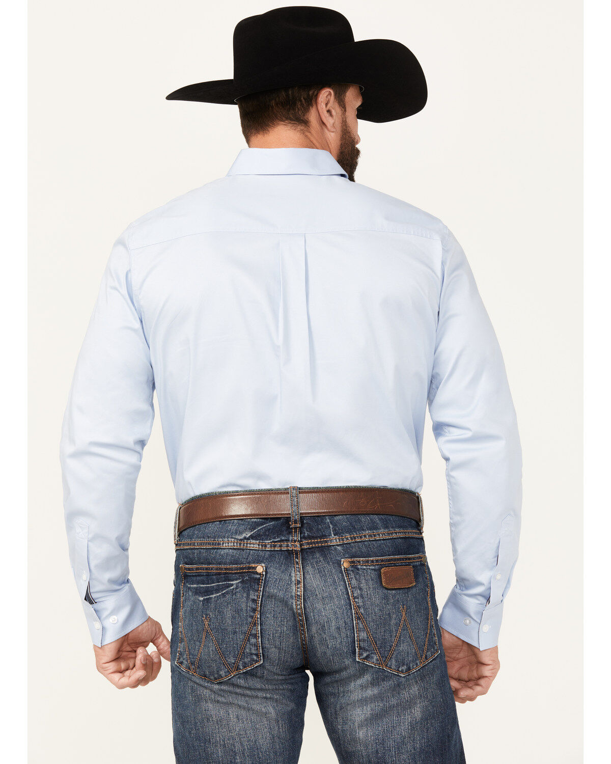 Image #4 - Cody James Men's Performance Twill Solid Long Sleeve Button-Down Western Shirt, Light Blue, hi-res