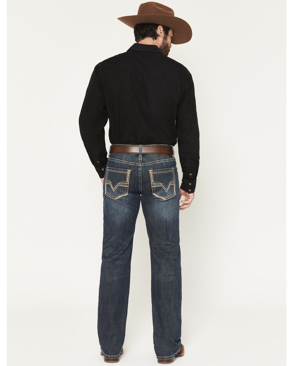 Image #3 - Rock & Roll Denim Men's Double Barrel Dark Wash Relaxed Straight Stretch Denim Jeans, Dark Wash, hi-res