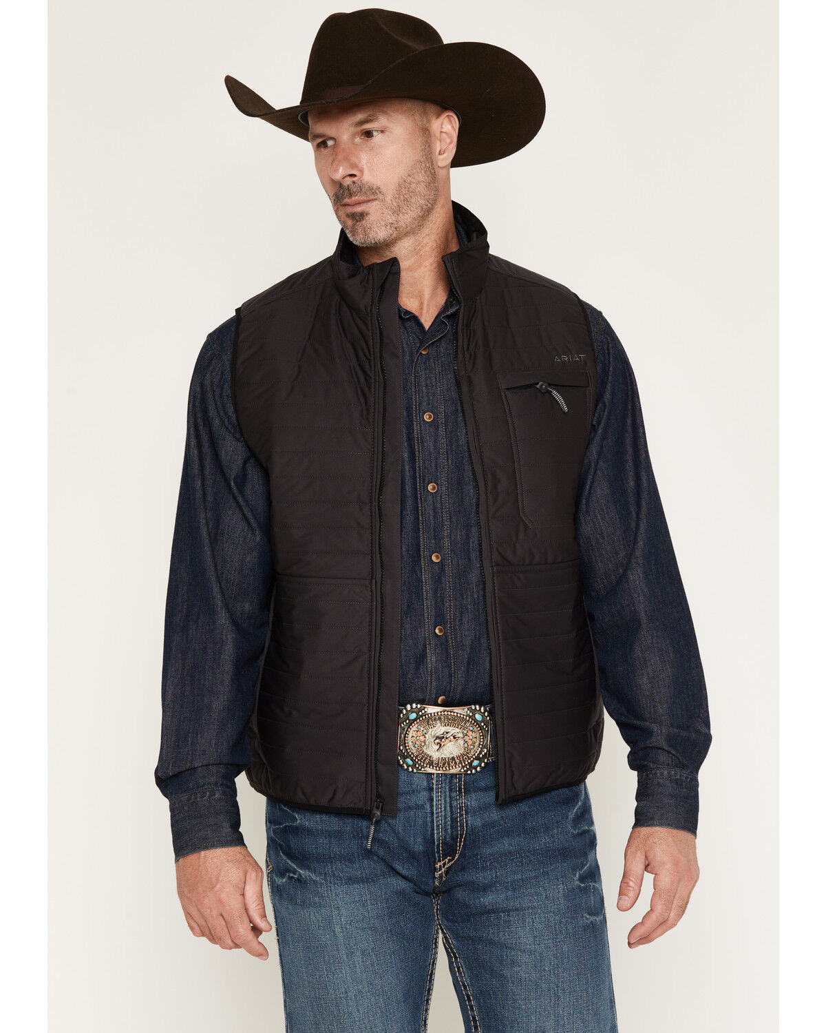 Image #1 - Ariat Men's Wylie Vest, Black, hi-res
