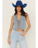 Image #1 - 26 International Women's Light Wash Tie-Front Denim Vest, Medium Wash, hi-res