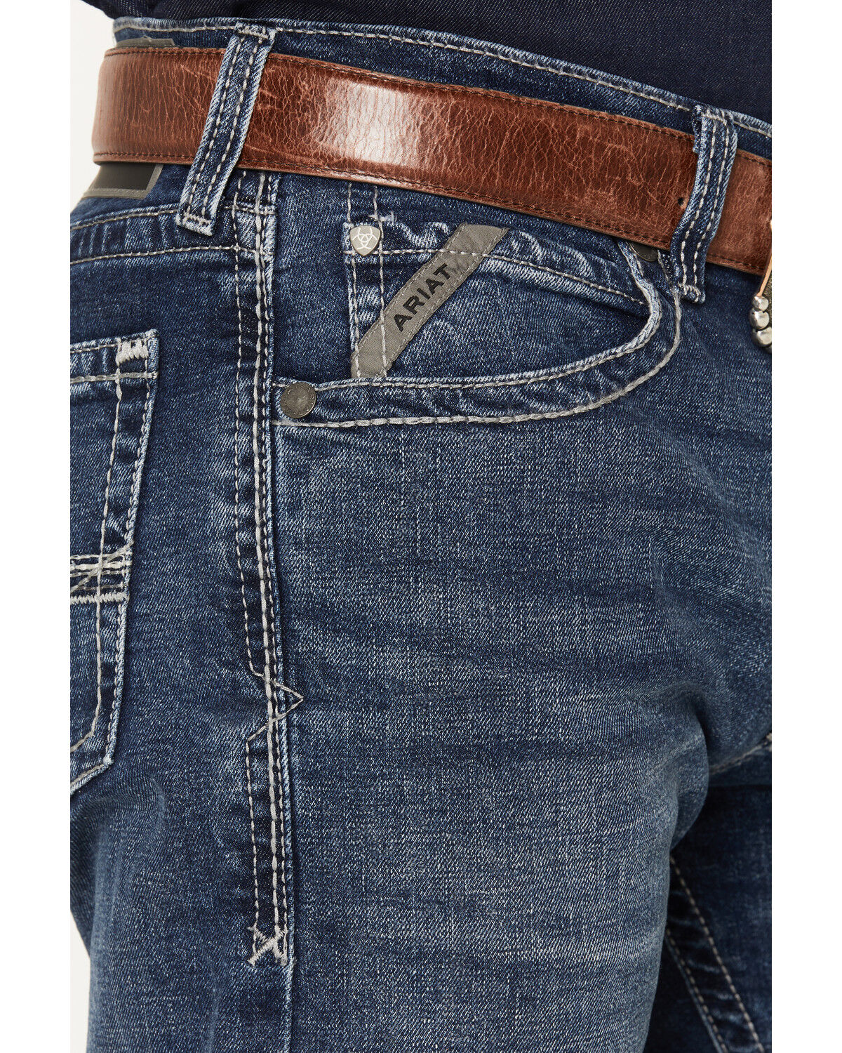 Image #2 - Ariat Men's M2 Kenny Dark Wash Relaxed Straight Stretch Denim Jeans, Dark Wash, hi-res