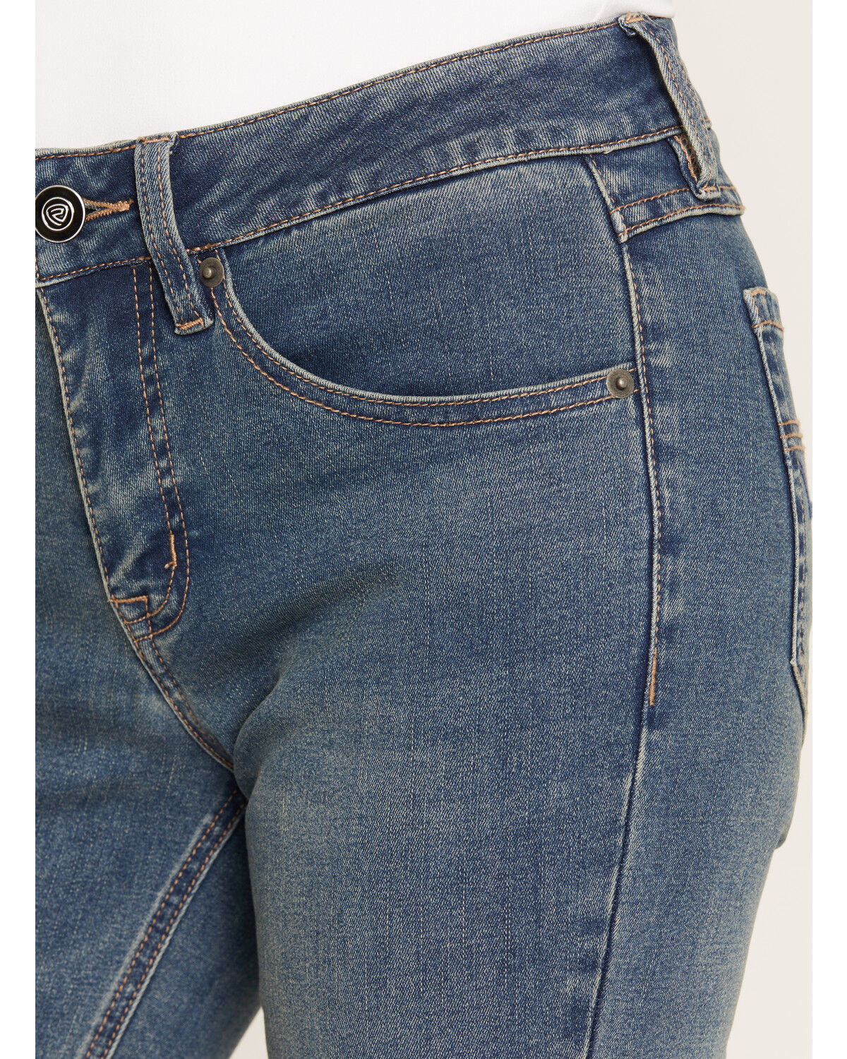 Image #2 - Rock & Roll Denim Women's Medium Wash Mid Rise Sculpted Vintage Bootcut Stretch Denim Jeans, Medium Wash, hi-res