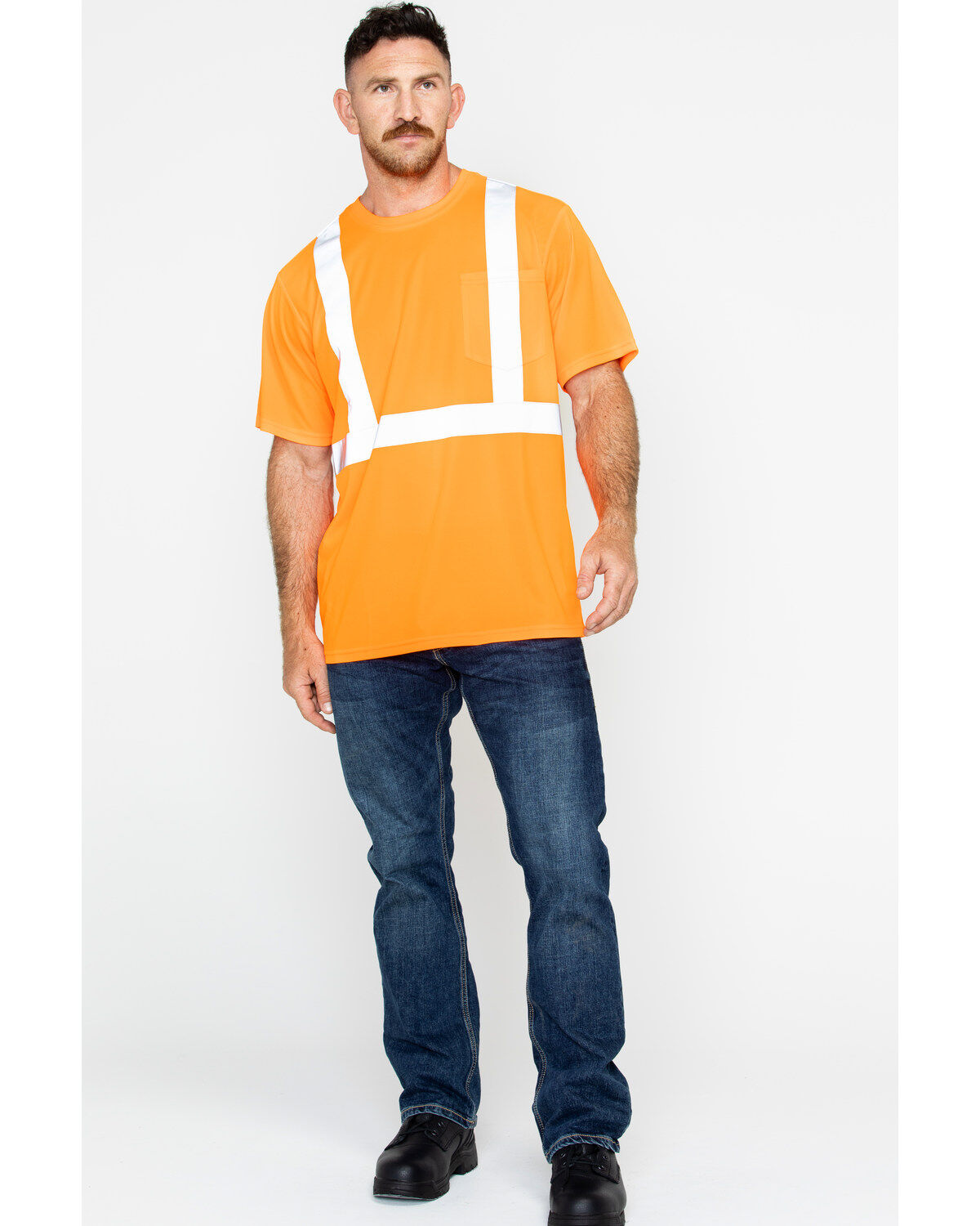 Image #6 - Hawx Men's Reflective Short Sleeve Work T-Shirt, Orange, hi-res