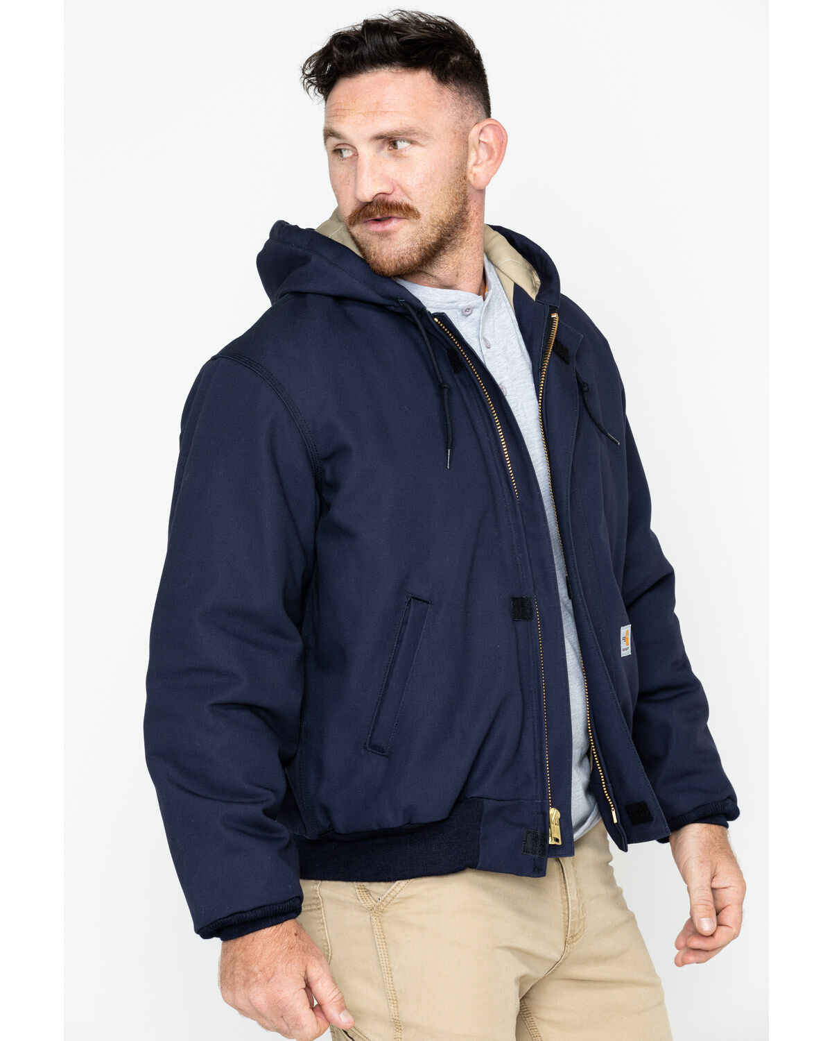 Image #4 - Carhartt Men's Flame-Resistant Duck Active Work Jackets, Navy, hi-res