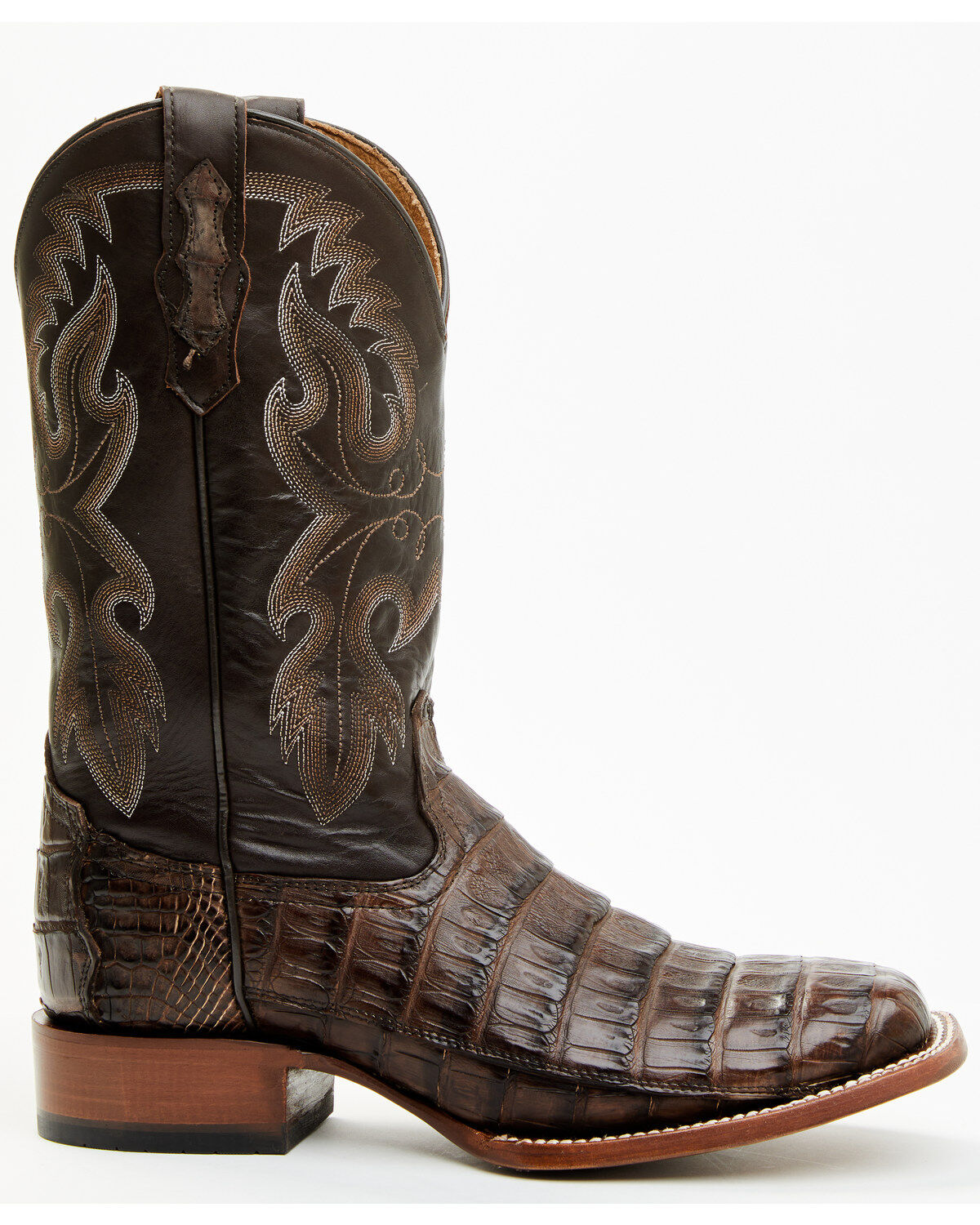 Image #2 - Cody James Men's Exotic Caiman Tail Skin Western Boots - Broad Square Toe, Dark Brown, hi-res