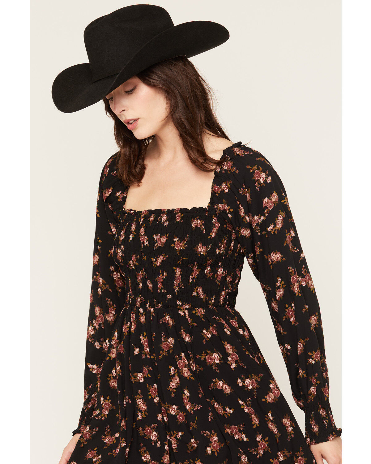 Image #2 - Saltwater Luxe Women's Ralph Floral Print Long Sleeve Mini Dress, Black, hi-res