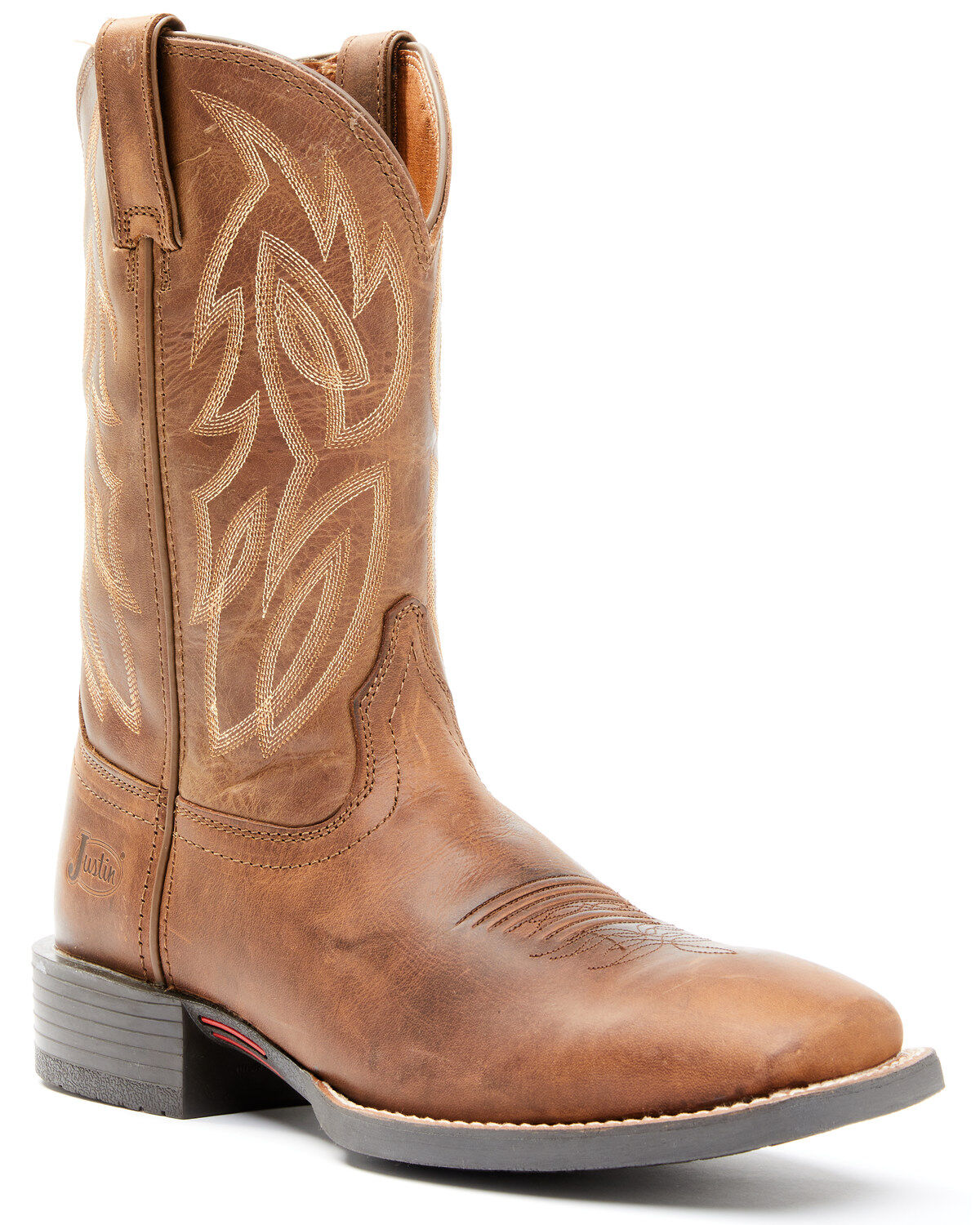 Image #1 - Justin Men's Stampede Canter Performance Western Boots - Broad Square Toe, Brown, hi-res