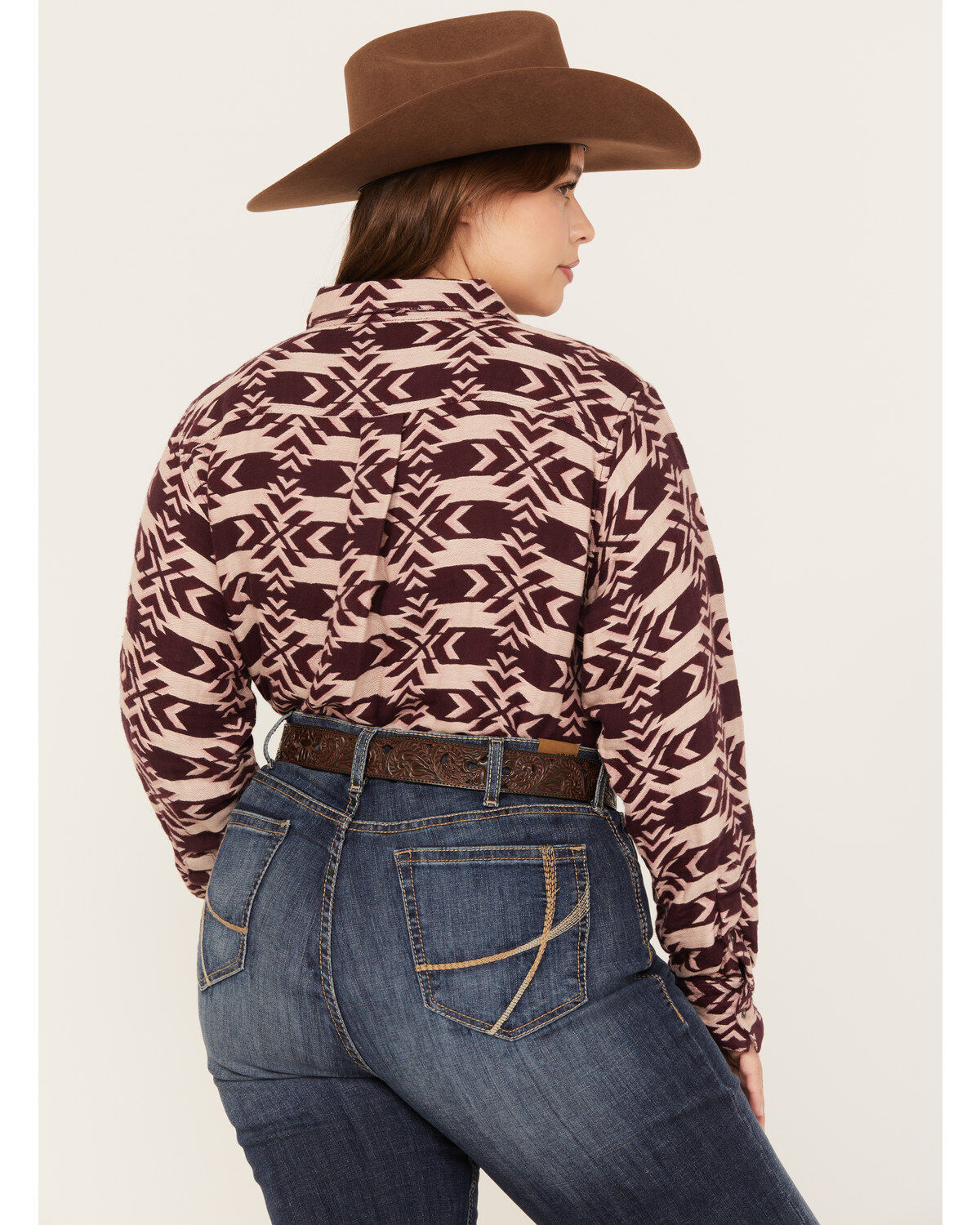 Image #4 - Ariat Women's Billie Jean Southwestern Jacquard Long Sleeve Button-Down Shirt - Plus, Purple, hi-res