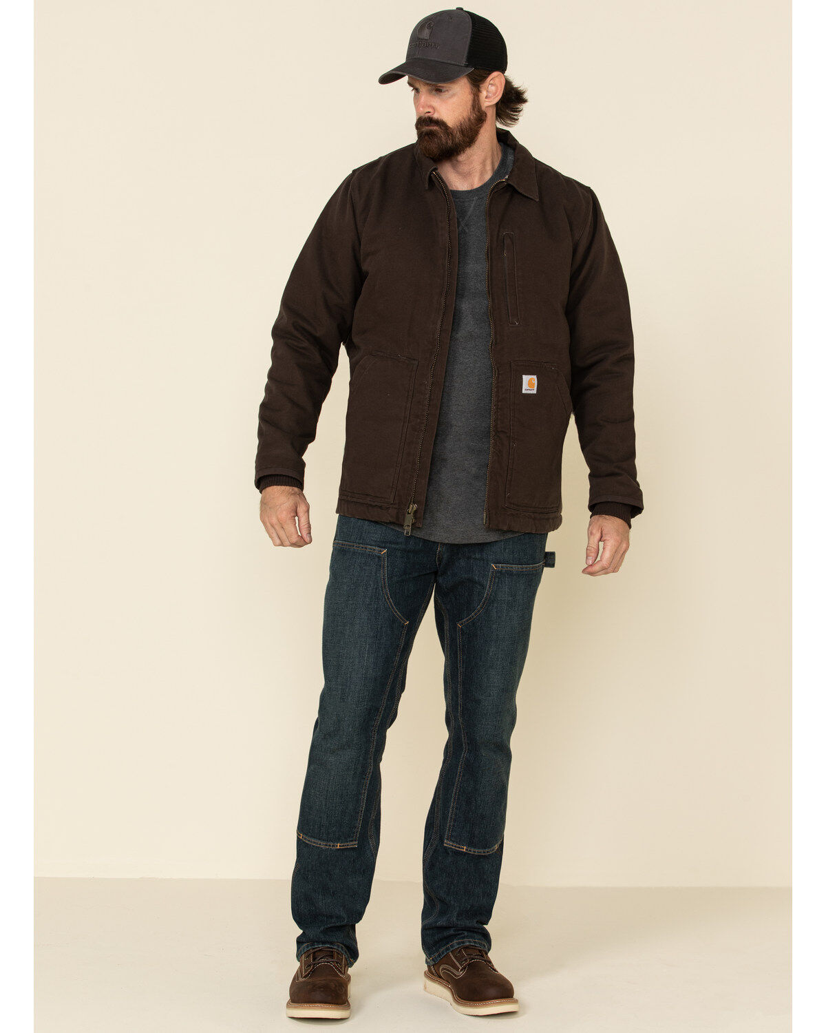 Image #2 - Carhartt Men's Dark Brown Washed Duck Sherpa Lined Work Coat - Tall, Dark Brown, hi-res