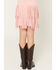 Image #4 - Shyanne Girls' Faux Suede Studded Fringe Mini Skirt, Pink, hi-res