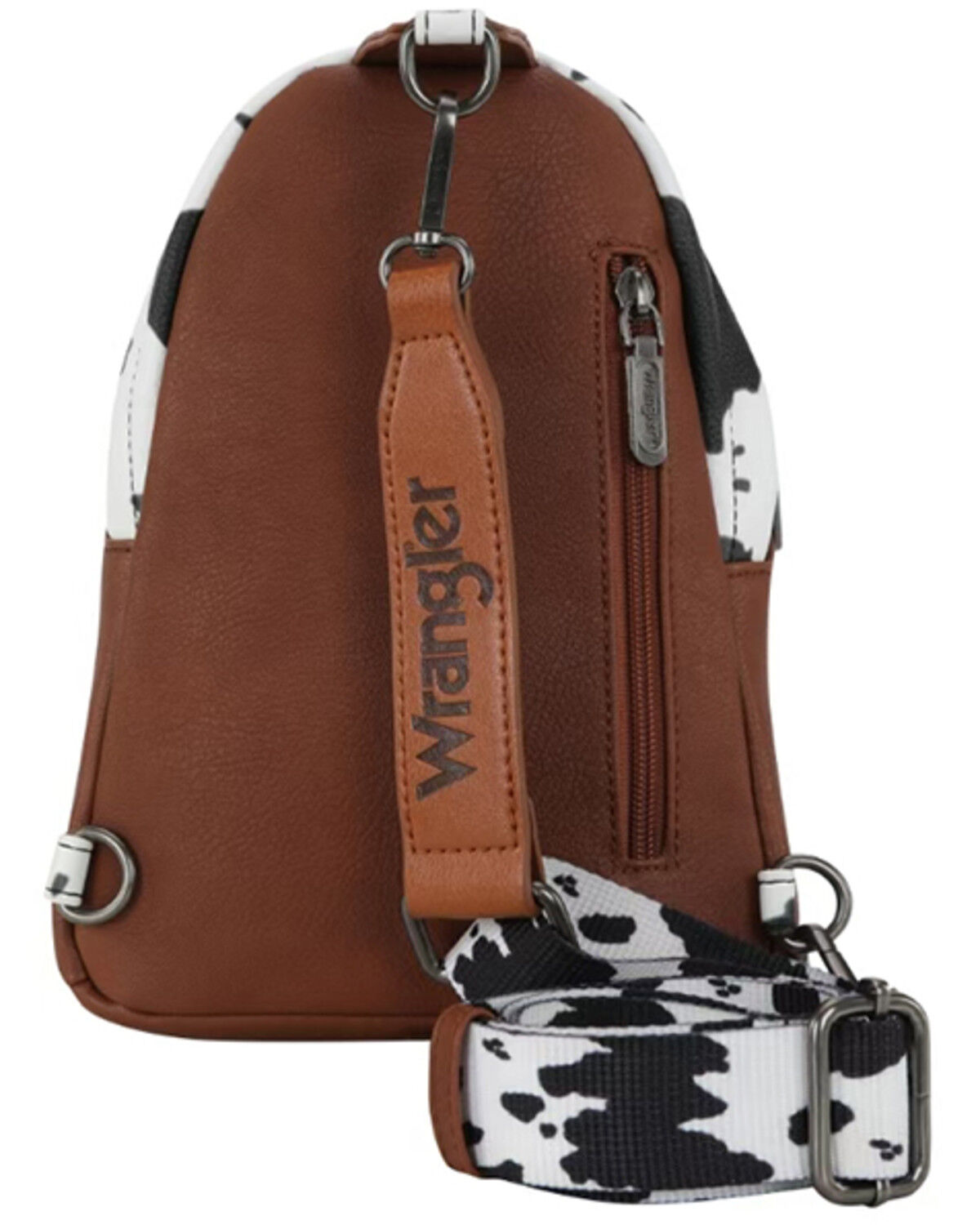 Image #2 - Wrangler Women's Boot Barn Exclusive Daisy Cow Print Sling Bag, Brown, hi-res